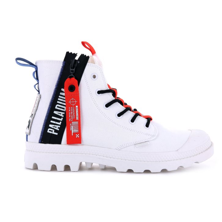 Palladium Pampa Hi Ticket To Earth Men\'s Boots White | UK O678-RFE